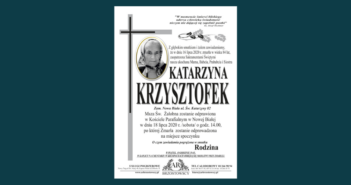 W dniu 16 lipca zmarła w wieku 84 lat Katarzyna Krzysztofek, z ulicy Św. Katarzyny w Nowej Białej. Pogrzeb 18 lipca 2020 roku o godzinie 14.