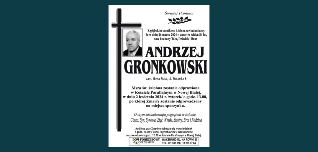 Zmarł Andrzej Gronkowski (84 l.)