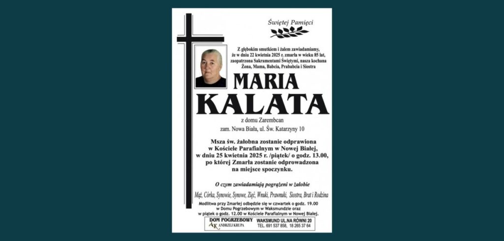 Zmarła Maria Kalata (85 l.)